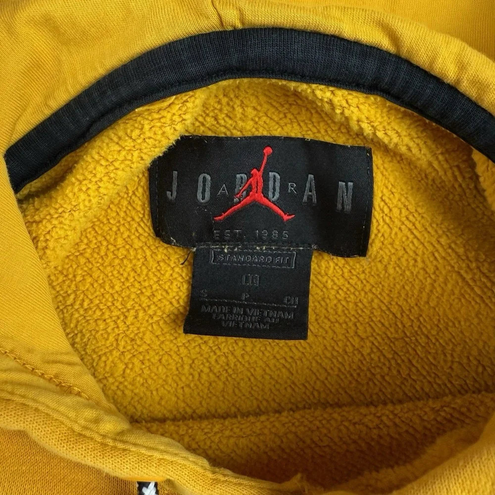 Jordan Yellow Hoodie‎ Mens S Graphic Pullover Jumpman Logo Rope Drawstring